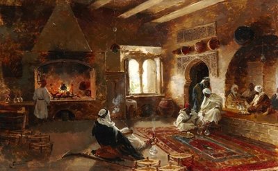 Smoking Shisha at the Teashop by Enrique Simonet